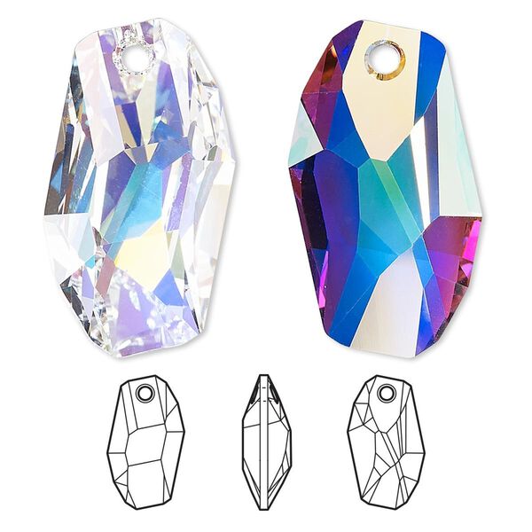 Drop 1pk crystal AB, Crystal Passions® 28x17mm pendant meteor 6673 image number 0