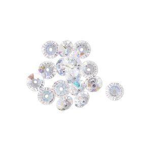 Bead 16pk crystal AB, vintage Preciosa Czech crystal 5x3mm saucer