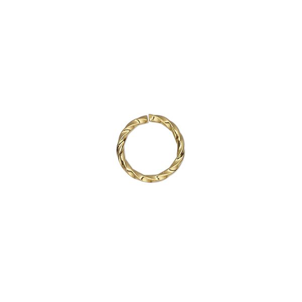 Jump ring, gold-plated brass, 10mm twisted round, 8mm inside diameter, 16 gauge. Sold per pkg of 500. image number 0