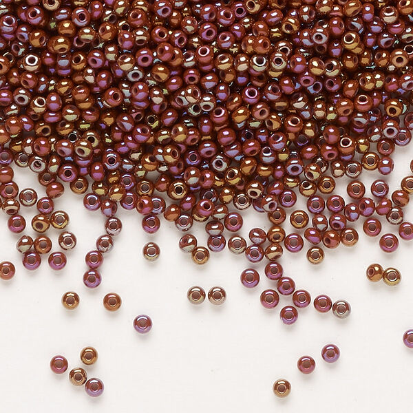 Seed bead, Preciosa Ornela Czech glass, pkg/500g, #11 rocaille, opaque rainbow brown, (14600). image number 0
