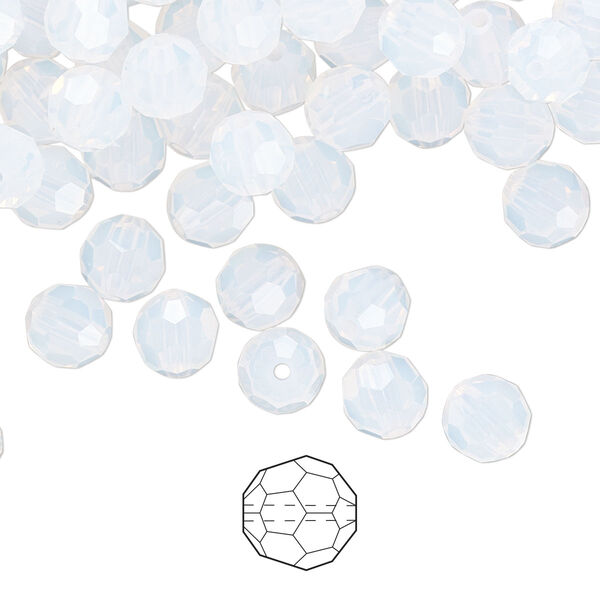 Bead 288pk white opal, Preciosa Czech crystal 6mm round image number 0