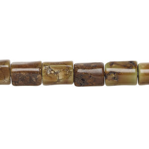 Magnesite 1pkg1, bamboo tube bead, 15 inch 8x6mm-9x8mm brown-green