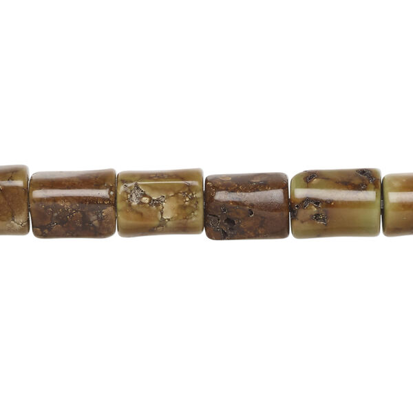 Magnesite 1pkg1, bamboo tube bead, 15 inch 8x6mm-9x8mm brown-green image number 0