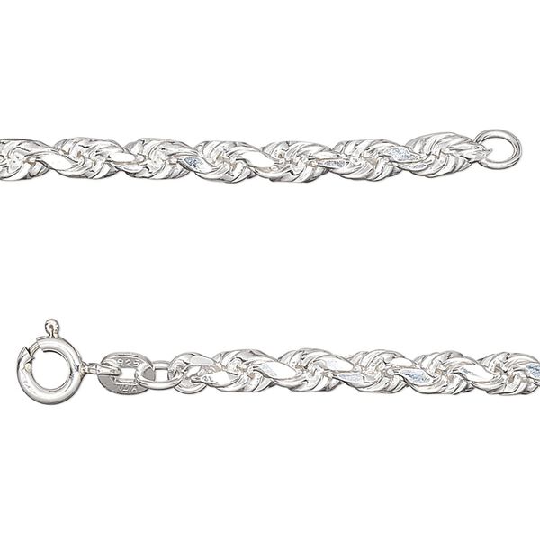 Chain, sterling silver, 3.75mm French rope, 30 inches. Sold individually. image number 0