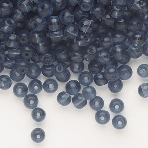 Bead, glass 1pkg1, translucent Montana blue, 4mm round, 4 ounces.