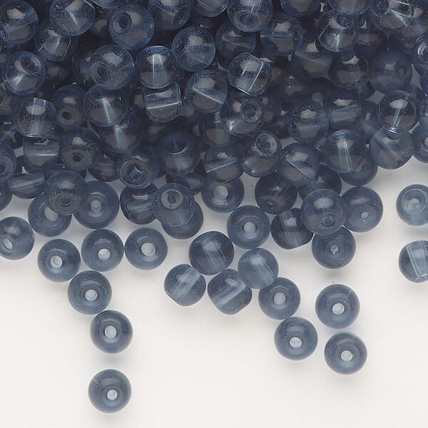 Bead, glass 1pkg1, translucent Montana blue, 4mm round, 4 ounces. image number 0