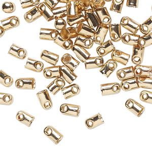 Cord end, steel, pkg/100, 5x3mm with 2.9mm inside diameter.