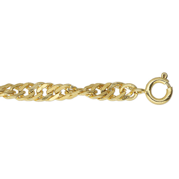 Chain, gold-finished steel, 5mm twisted Singapore, 19 inches with springring clasp. Sold individually. image number 0