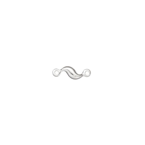 Link, silver-plated brass, 6x4mm fancy wave. Sold per pkg of 20. image number 0