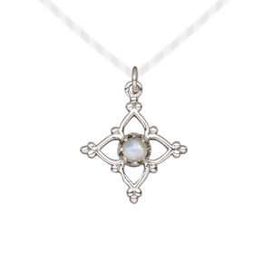 Rainbow moonstone / sterling silver 1pkg1, open beaded diamond drop natural antiqued 17x17mm