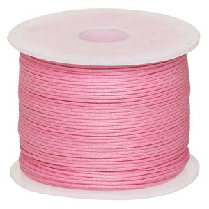 Cord, waxed cotton, light pink, 0.5mm. Sold per 100-meter spool.