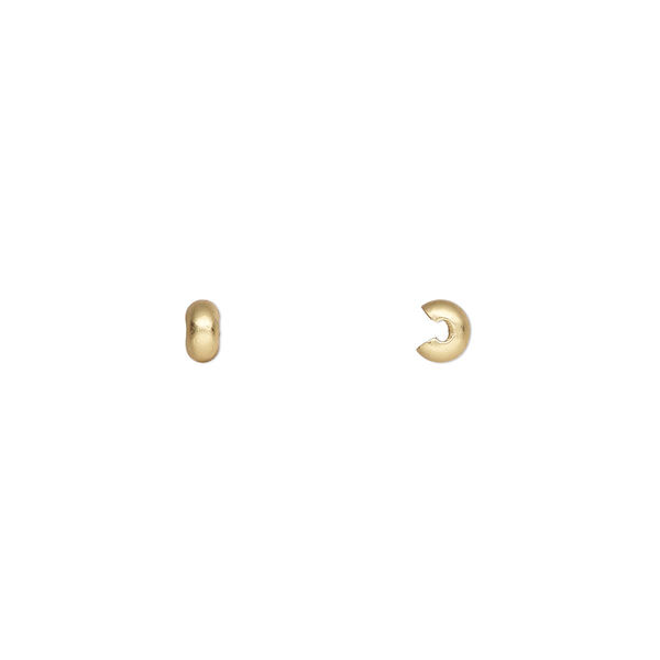 Crimp cover, gold-plated brass with satin finish, 3mm round. Sold per pkg of 100. image number 0