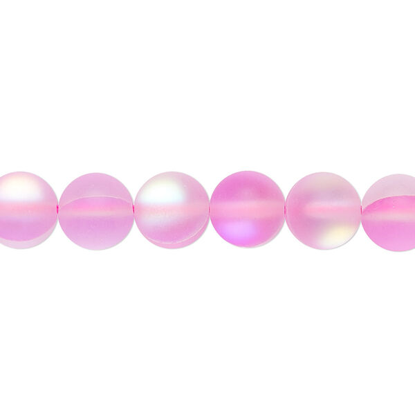 Bead, iridescent glass, translucent matte pink, 8mm round. Sold per 15-1/2" to 16" strand. image number 0