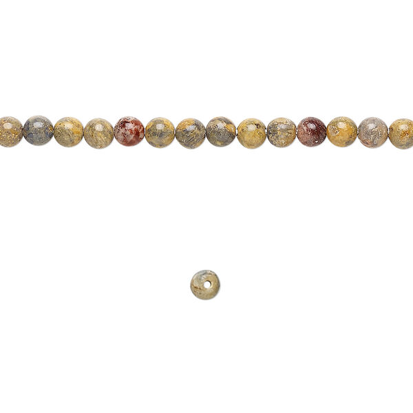 Bead, leopardskin jasper (natural), 3mm round, B grade, Mohs hardness 6-1/2 to 7. Sold per 15-1/2" to 16" strand. image number 0