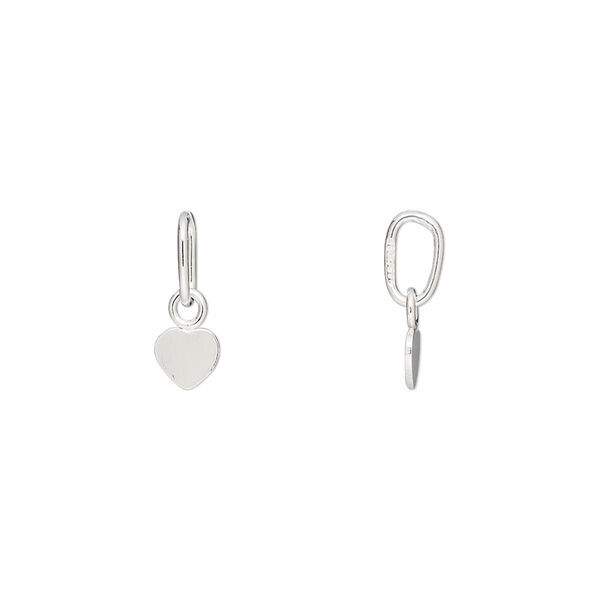 Charm, sterling silver-filled, 5x4mm flat heart with closed jump ring. Sold per pkg of 6. image number 0