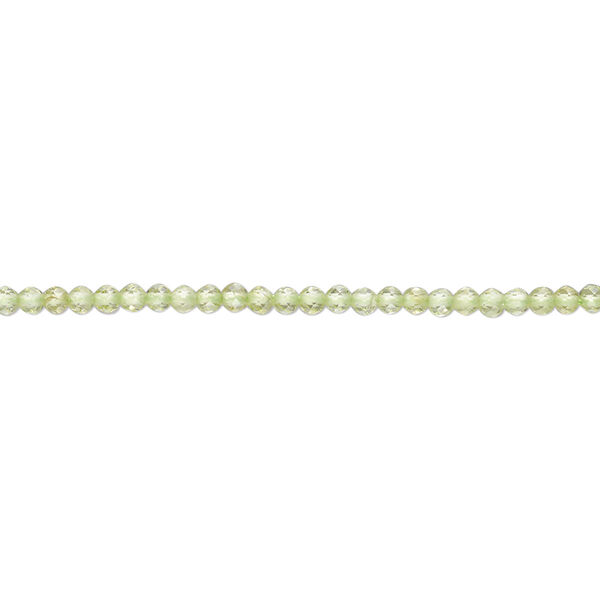 Bead, peridot (natural), pkg/16 inches, 2mm machine-cut faceted round, B+ grade. image number 0