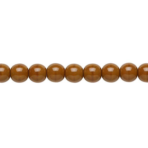 Bead, Preciosa, Czech glass druk, opaque brown, 6mm round. Sold per 15-1/2" to 16" strand. image number 0