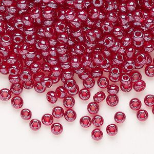 Seed bead 1pkg1 glass #6 round, translucent luster dark red