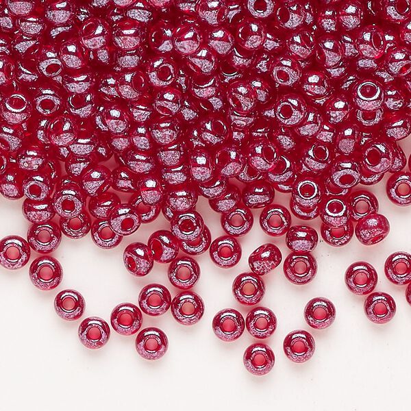 Seed bead 1pkg1 glass #6 round, translucent luster dark red image number 0