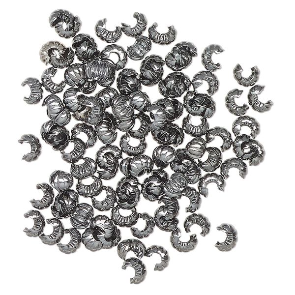 Crimp cover, gunmetal-finished brass, 3mm corrugated round. Sold per pkg of 100. image number 0