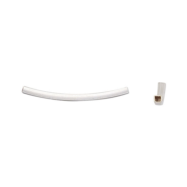 Bead, sterling silver-filled, 25x2mm plain square curved tube. Sold per pkg of 2. image number 0