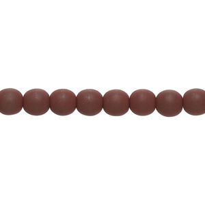 Bead, coated glass, opaque matte rust, 6mm round. Sold per 7-inch strand, approximately 30 beads.