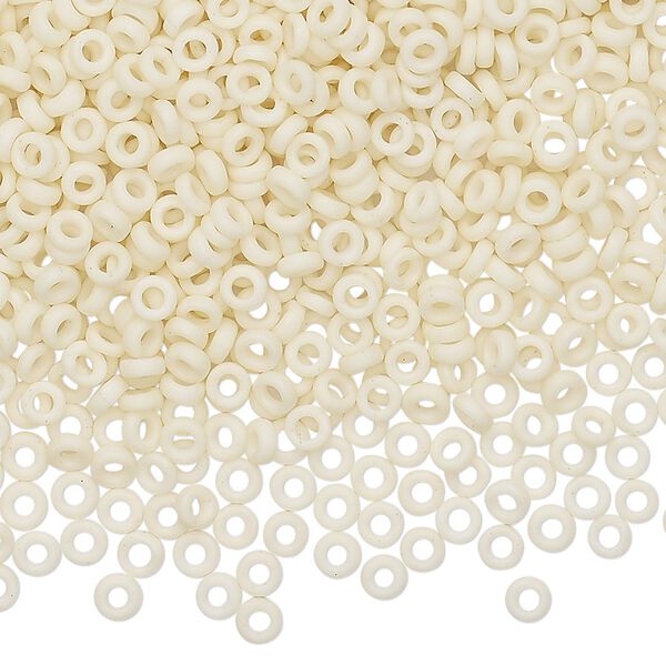 Seed bead, Miyuki, glass, pkg/250g, 3x1.3mm spacer rondelle, opaque matte cream, (SPR3-2021). image number 0