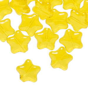 Czech pressed glass 1pkg30, star bead transparent yellow 11mm