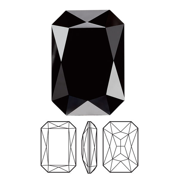 Fancy stone 1pk jet, Crystal Passions® 27x18.5mm emerald cut 4627 image number 0