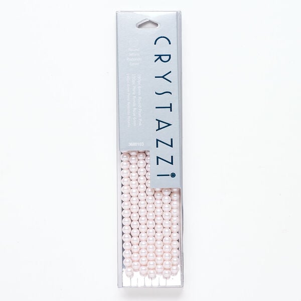 Bead, crystal pearl 1pkg190, pink, 6mm round. image number 0