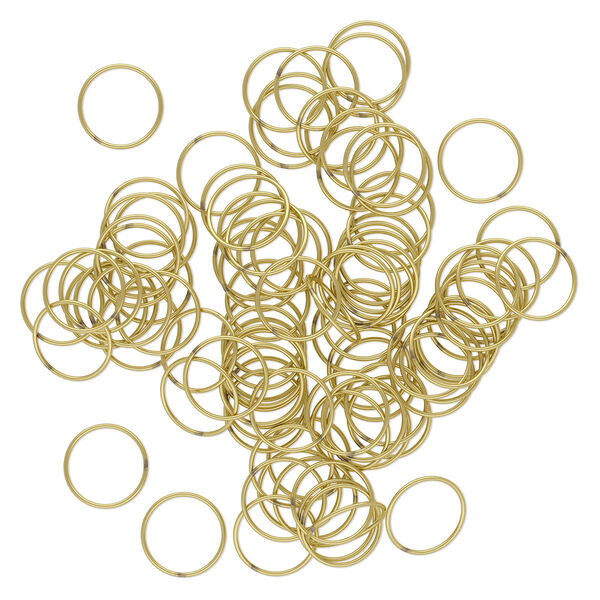 Jump ring, brass, 18mm soldered round, 16.4mm inside diameter, 20 gauge. Sold per pkg of 100. image number 0