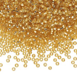 Seed bead, Preciosa Ornela Czech glass, pkg/50g, #11 rocaille, transparent silver-lined light topaz, (17020).