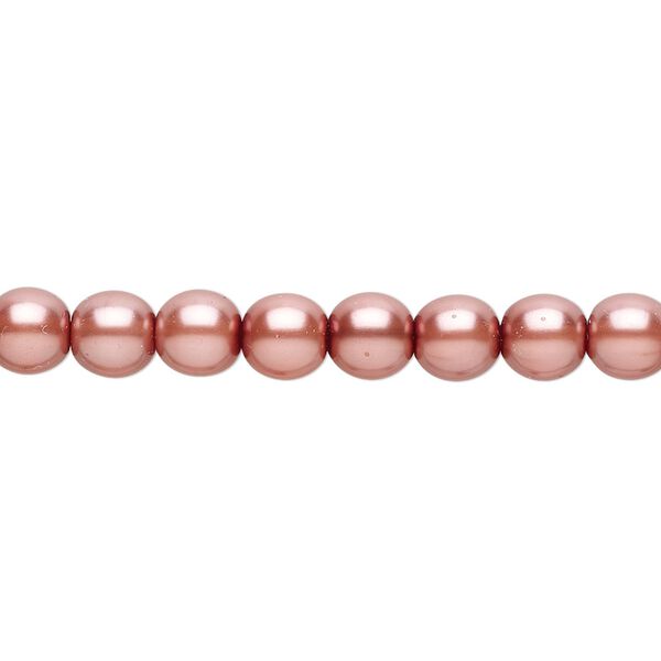 Bead, Czech pearl-coated glass druk, rose, 6mm round. Sold per 15-1/2" to 16" strand. image number 0