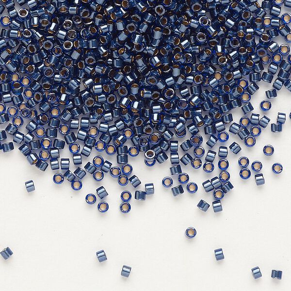 Seed bead, Delica®, glass, pkg/50g, #11 round, translucent sapphire-lined luster blue (DB-0278). image number 0