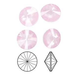 Chaton 144pk crystal soft rose ignite, Swarovski® 12mm rivoli 1122