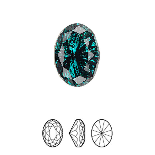 Fancy stone 1pk emerald foil back, Crystal Passions® 18x13mm magical oval 4160 image number 0