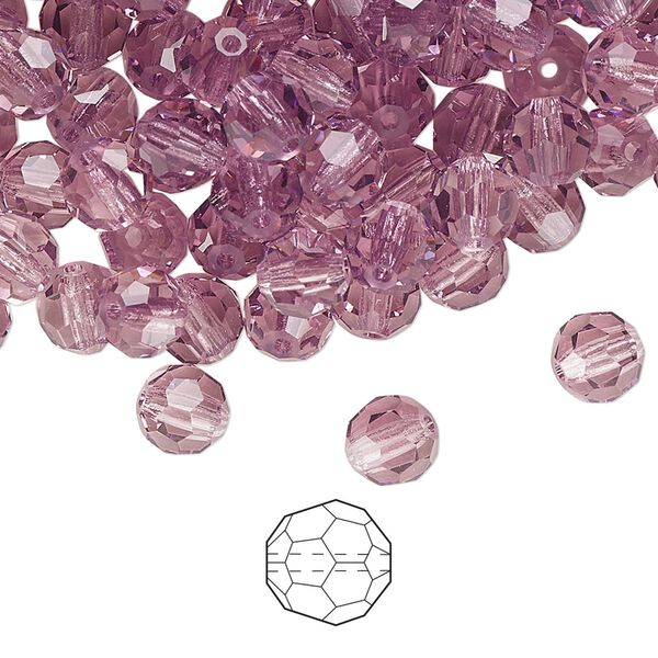 Bead 144pk light amethyst, Preciosa Czech crystal 6mm round image number 0