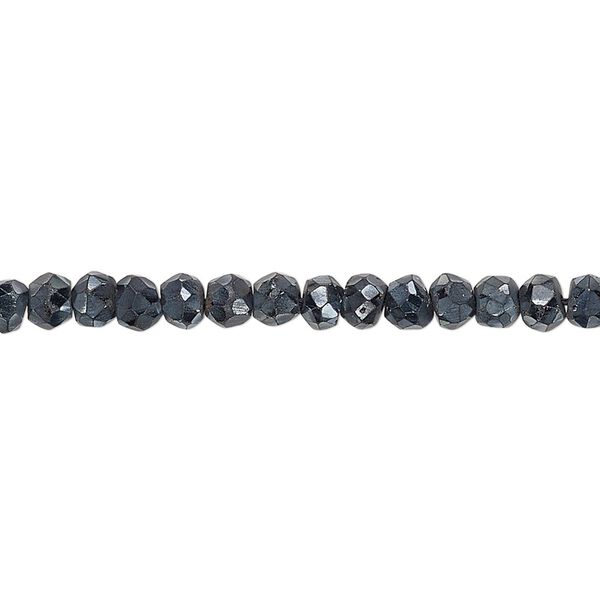 Black spinel 1pkg1, luster hand-cut faceted rondelle bead 13 inch 4x3mm-5x4mm image number 0