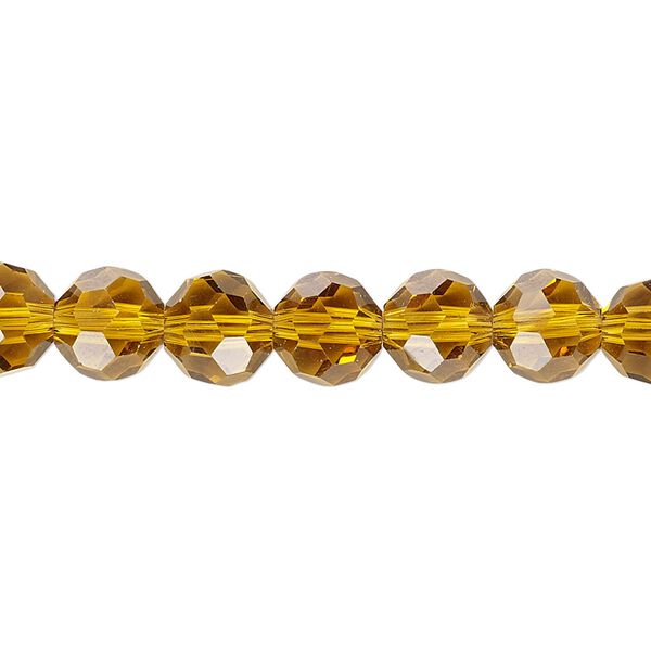 Bead 1pk 32 facets transparent gold, Celestial Crystal® 8mm round 15.5-16 inch image number 0