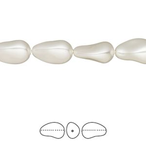 Pearl 10pk white, Crystal Passions® 12x8mm baroque drop 5843