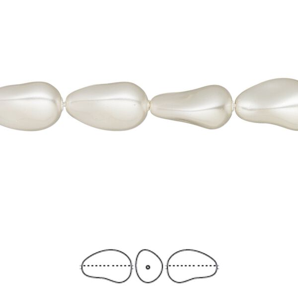 Pearl 10pk white, Crystal Passions® 12x8mm baroque drop 5843 image number 0