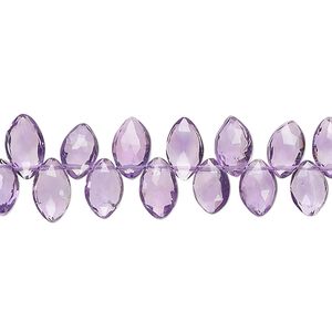 Amethyst 1pkg1, hand-cut top-drilled faceted puffed marquise bead natural 8 inch 7x4mm-10x6mm