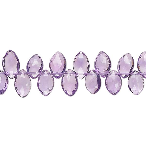 Amethyst 1pkg1, hand-cut top-drilled faceted puffed marquise bead natural 8 inch 7x4mm-10x6mm image number 0
