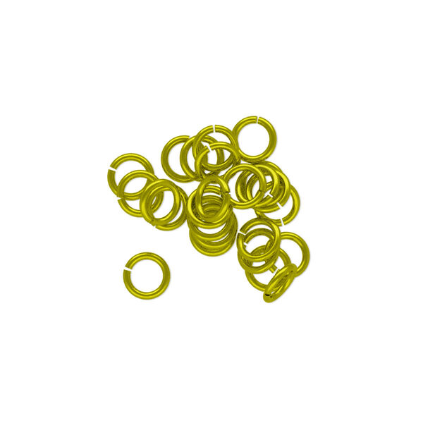Jump ring, niobium, yellow, 5mm round, 3.4mm inside diameter, 20 gauge. Sold per pkg of 25. image number 0