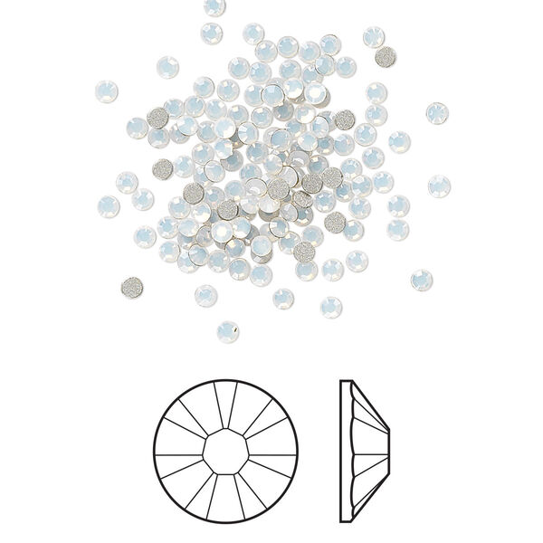 Flat back 144pk white opal foil back, Crystal Passions® 1.7-1.9mm rose round SS5 2058 image number 0