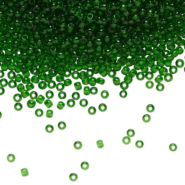Seed bead, TOHO BEADS®, glass, pkg/250g, #11 round, transparent grass green (TR-11-7B). image number 0