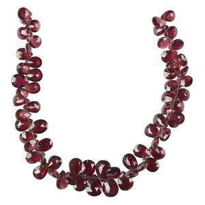 Rhodolite garnet 1pkg1, hand-cut top-drilled faceted puffed teardrop bead natural 7 inch graduated 6x5mm-10x7mm