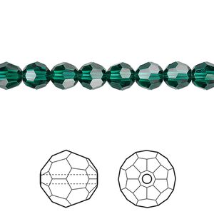 Bead 12pk emerald, Crystal Passions® 6mm round 5000