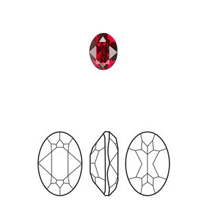 Fancy stone 18pk scarlet foil back, Crystal Passions® 8x6mm oval 4120