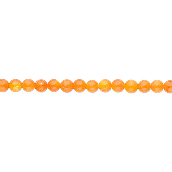 Bead, mother-of-pearl shell (dyed), orange, 3mm round. Sold per 15" to 16" strand. image number 0